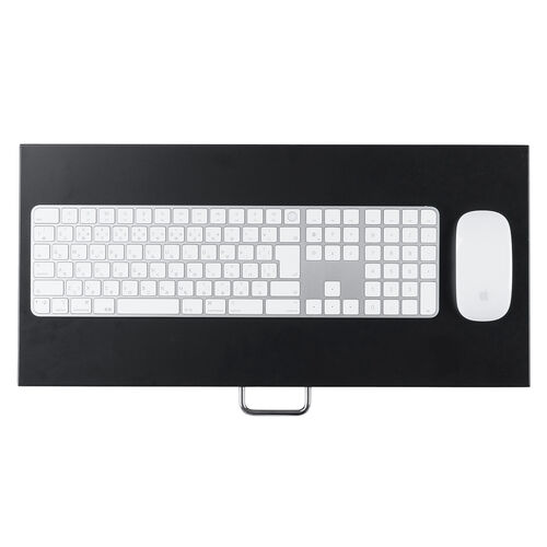 （キーボードスライダー・机上台・小型ローラー付・幅52.6cm・キーボード・マウス・ノートパソコン・スチール製・ブラック）