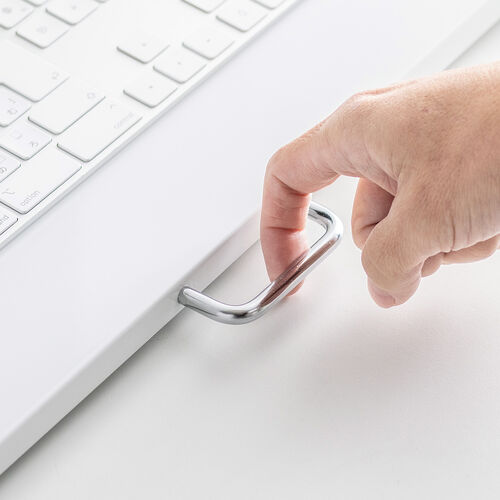 キーボードスライダー（机上台・小型ローラー付・幅52.6cm・キーボード・マウス・ノートパソコン・スチール製・ホワイト）