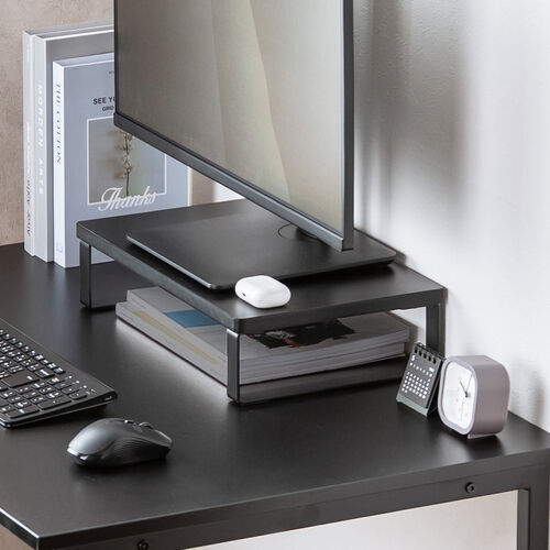 モニター台（机上台・幅40cm・モニター下収納・木製・ブラック）