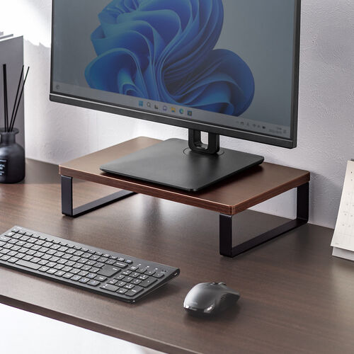 モニター台（机上台・幅40cm・モニター下収納・木製・ダークブラウン）