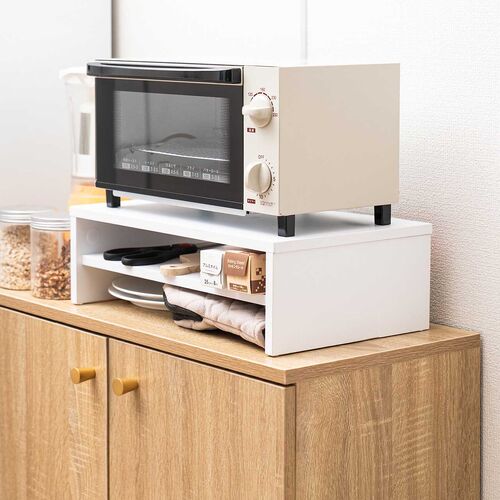 モニター台（2段式・幅40cm・机上台・モニター下収納・2段収納・木製・ホワイト）