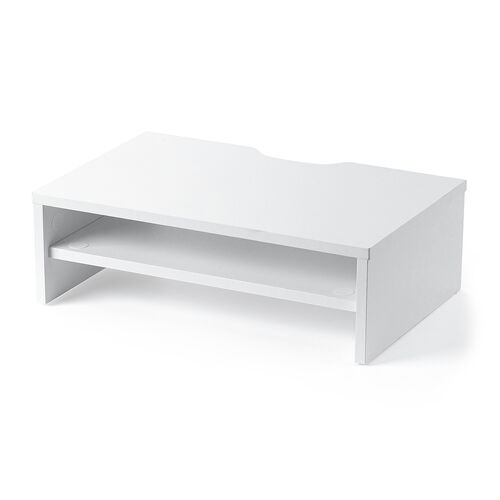 モニター台（2段式・幅40cm・机上台・モニター下収納・2段収納・木製・ホワイト）