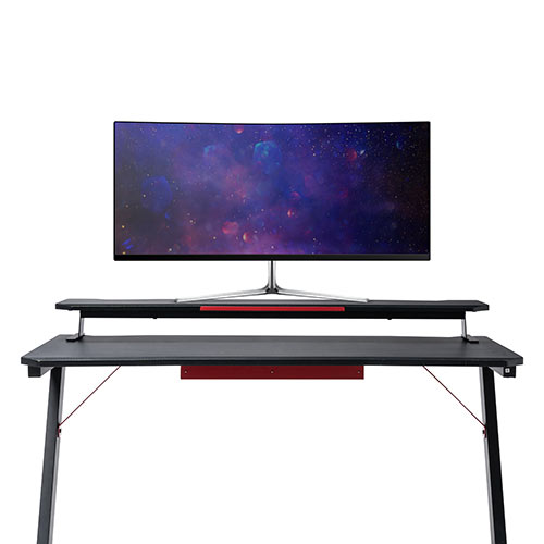 モニター台（机上ラック・卓上・幅100cm以上・ロング・奥行25cm・黒・木製天板・スマホ・タブレット・ノートパソコン・プリンタ・キーボード収納） サンワサプライ MRG001