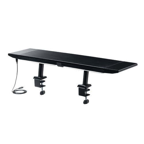 LED内蔵モニター台（クランプ固定式・ LED照明・USB2.0ハブ×2・幅90cm