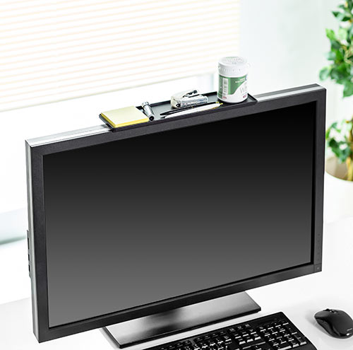 ディスプレイボード・テレビ/モニター上部収納台（小物置・リモコン設置・サウンドバー設置・収納トレー・幅34cm)