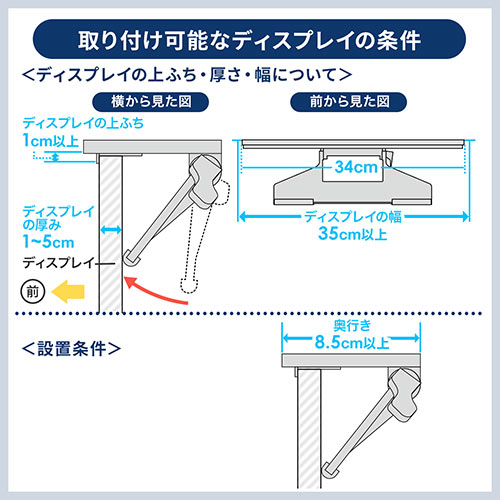 ディスプレイボード・テレビ/モニター上部収納台（小物置・リモコン設置・サウンドバー設置・収納トレー・幅34cm)