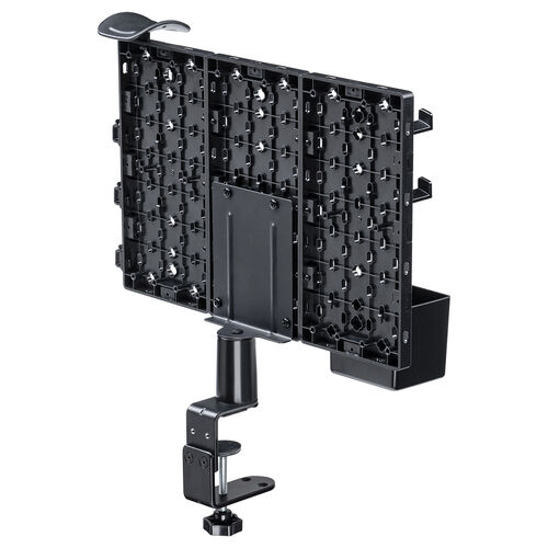 クランプ式 有孔ボード（カスタム・パンチングボード・回転・パネル3枚・6種類パーツ・デスク下・レイアウト自由・デスクパネル・幅38.4cm・ブラック）