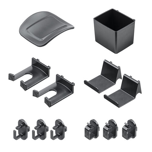 クランプ式 有孔ボード（カスタム・パンチングボード・回転・パネル3枚・6種類パーツ・デスク下・レイアウト自由・デスクパネル・幅38.4cm・ホワイト）