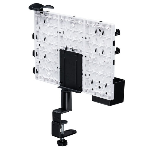 クランプ式 有孔ボード（カスタム・パンチングボード・回転・パネル3枚・6種類パーツ・デスク下・レイアウト自由・デスクパネル・幅38.4cm・ホワイト）