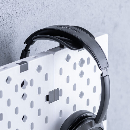 クランプ式 有孔ボード（カスタム・パンチングボード・回転・パネル3枚・6種類パーツ・デスク下・レイアウト自由・デスクパネル・幅38.4cm・ホワイト）