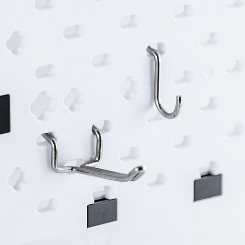 クランプ式 有孔ボード（カスタム・パンチングボード・回転・パネル3枚・6種類パーツ・デスク下・レイアウト自由・デスクパネル・幅38.4cm・ホワイト）