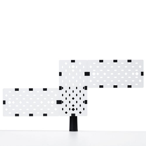 クランプ式 有孔ボード（カスタム・パンチングボード・回転・パネル3枚・6種類パーツ・デスク下・レイアウト自由・デスクパネル・幅38.4cm・ホワイト）