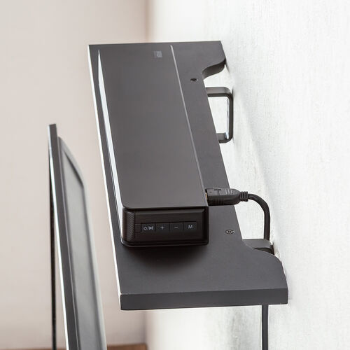 壁掛けシェルフ（幅60cm・壁掛け棚・総耐荷重20kg・棚耐荷重10kg・フック付き・ウォール ラック・配線しやすい・サウンドバー台・小物収納・ブラック）