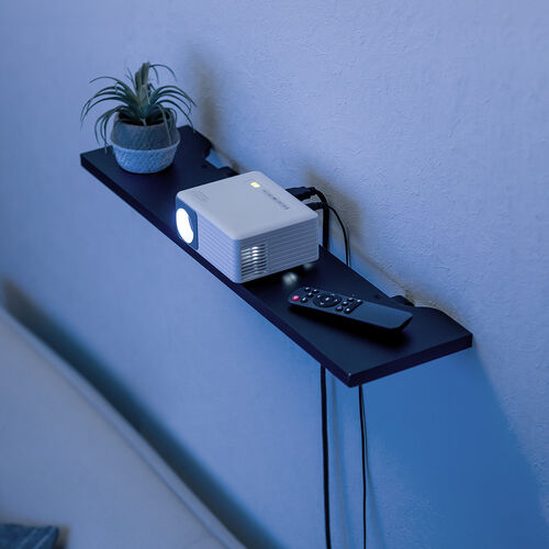 壁掛けシェルフ（幅60cm・壁掛け棚・総耐荷重20kg・棚耐荷重10kg・フック付き・ウォール ラック・配線しやすい・サウンドバー台・小物収納・ブラック）