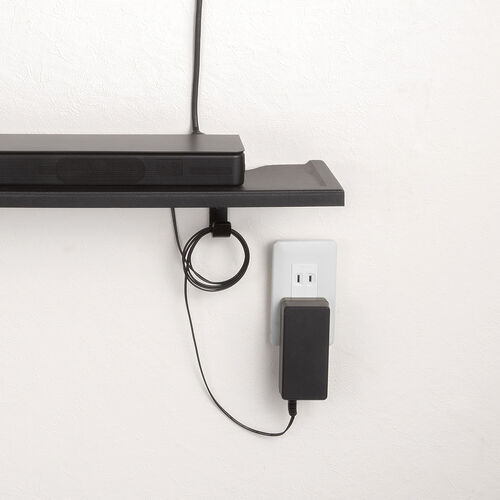 壁掛けシェルフ（幅60cm・壁掛け棚・総耐荷重20kg・棚耐荷重10kg・フック付き・ウォール ラック・配線しやすい・サウンドバー台・小物収納・ブラック）