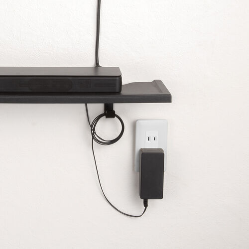 壁掛けシェルフ（幅100cm・壁掛け棚・総耐荷重20kg・棚耐荷重10kg・フック付き・ウォール・ラック・配線しやすい・サウンドバー台・小物収納・ブラック）