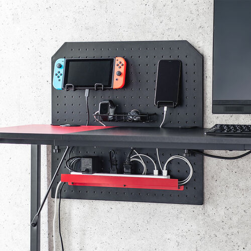 ケーブルオーガナイザー（クランプ固定・パンチングボード・25mmピッチ・ケーブル・タップ・小物収納・デスクパネル）