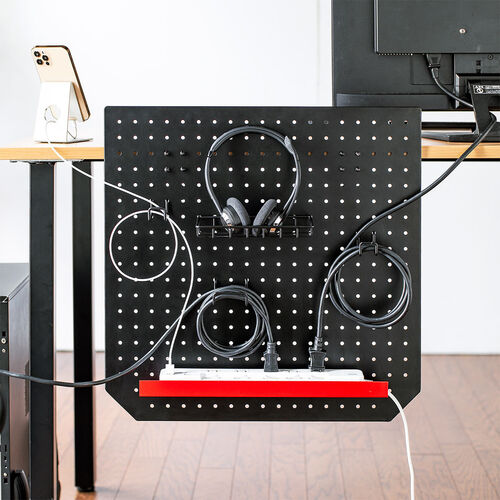 ケーブルオーガナイザー（クランプ固定・パンチングボード・25mmピッチ・ケーブル・タップ・小物収納・デスクパネル）