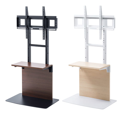 テレビスタンド（壁寄せ・32型/40型/43型/49型/50型/52型/55型対応・着脱可能棚板・3段階高さ調整・固定脚・薄い木目)