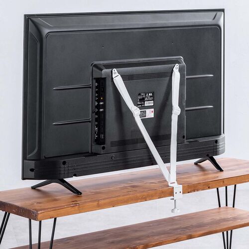 テレビ転倒防止ベルト（VESA取付・クランプ固定・穴あけ不要・壁固定対応・ホワイト）