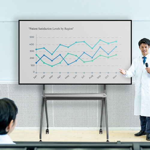 大型テレビスタンド（高耐荷重スタンド・86インチ対応・電子黒板・ディスプレイ耐荷重120kg・中棚・大型キャスター付き）