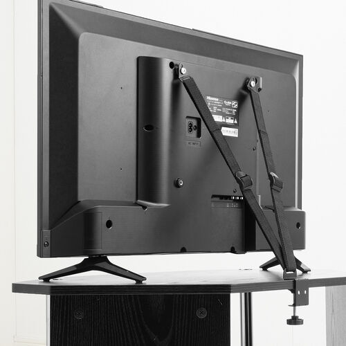 テレビ転倒防止ベルト（VESA取付・クランプ上下固定対応・穴あけ不要・壁固定対応・ブラック）