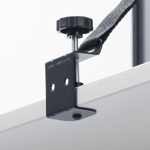 テレビ転倒防止ベルト（2本ベルト・VESA取付・クランプ上下固定対応・穴あけ不要・壁固定対応・ブラック）