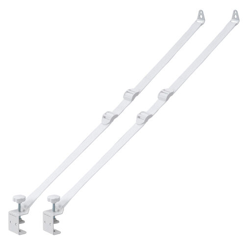 テレビ転倒防止ベルト（2本ベルト・VESA取付・クランプ上下固定対応・穴あけ不要・壁固定対応・ホワイト）