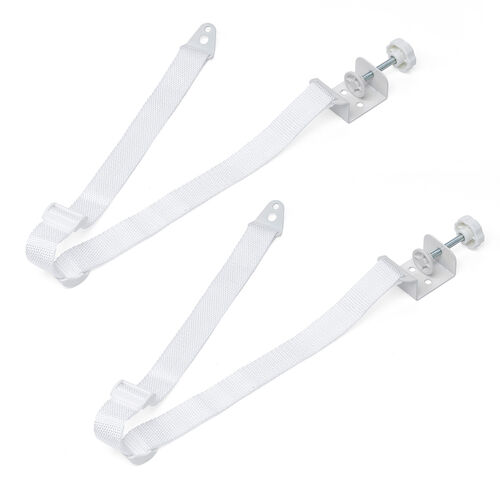 テレビ転倒防止ベルト（2本ベルト・VESA取付・クランプ上下固定対応・穴あけ不要・壁固定対応・ホワイト）