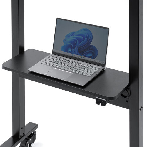 電動昇降ディスプレイスタンド（37～86インチ対応・カメラ台付き・キャスター付き・高耐荷重70kg・静音設計）