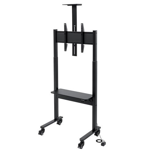 電動昇降ディスプレイスタンド（37～86インチ対応・カメラ台付き・キャスター付き・高耐荷重70kg・静音設計）