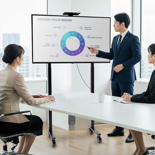 電動昇降ディスプレイスタンド（37～86インチ対応・カメラ台付き・キャスター付き・高耐荷重70kg・静音設計）