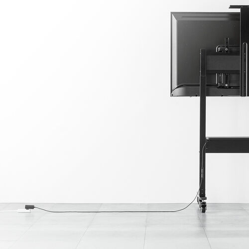 電動昇降ディスプレイスタンド（37～86インチ対応・カメラ台付き・キャスター付き・高耐荷重70kg・静音設計）