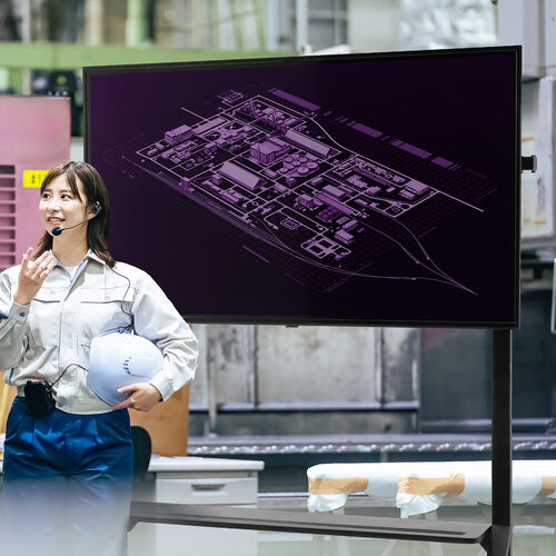 テレビスタンド（キャスター付・65インチ・86インチ対応・手動昇降・大型モニター・会議室・収納棚付・ディスプレイスタンド）