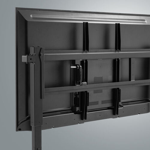 テレビスタンド（キャスター付・65インチ・86インチ対応・手動昇降・大型モニター・会議室・収納棚付・ディスプレイスタンド）