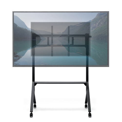 テレビスタンド（キャスター付・65インチ・86インチ対応・手動昇降・大型モニター・会議室・収納棚付・ディスプレイスタンド）