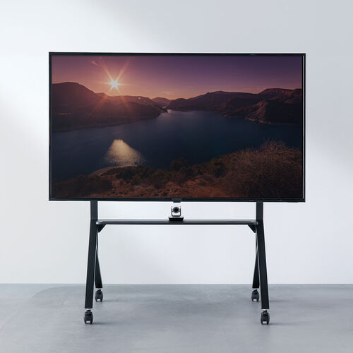 テレビスタンド（キャスター付・65インチ・86インチ対応・手動昇降・大型モニター・会議室・収納棚付・ディスプレイスタンド）