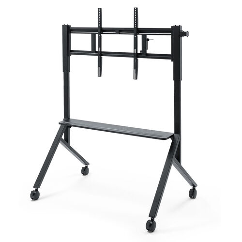 テレビスタンド（キャスター付・65インチ・86インチ対応・手動昇降・大型モニター・会議室・収納棚付・ディスプレイスタンド）