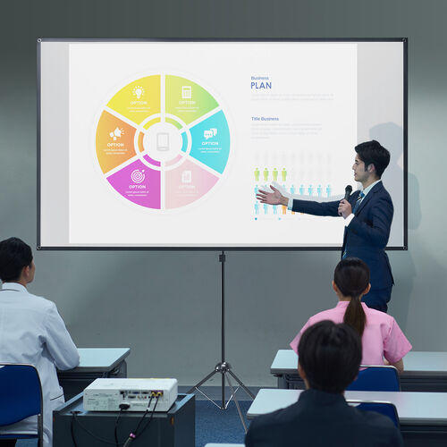 プロジェクタースクリーン（100インチ・4K対応・360度回転・三脚・16:9・縦向き設置・持ち運びやすい・おすすめ） PRS024