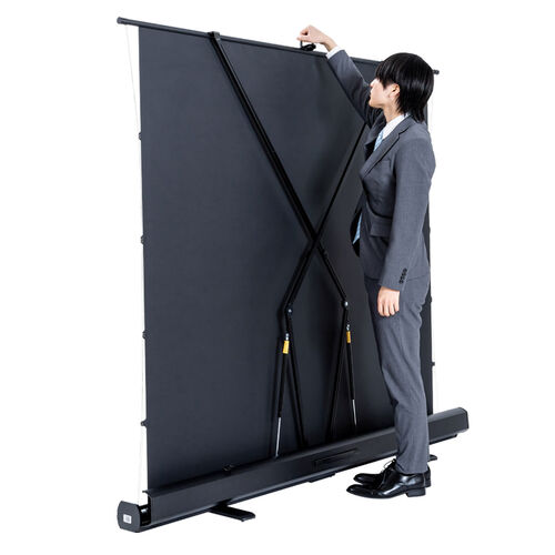 プロジェクタースクリーン／自立式／80インチ／超短焦点対応／難燃素材
