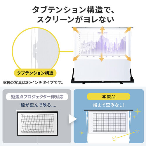 プロジェクタースクリーン／100インチ／超短焦点対応／床置き自立式