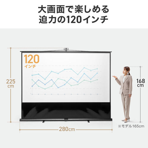 プロジェクタースクリーン（120インチ・軽量・ポータブル・収納付・4K対応・会議室・ホームシアター用）