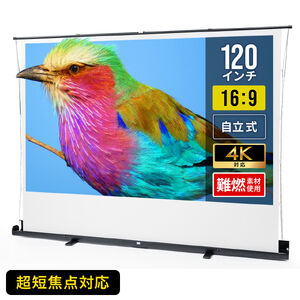 プロジェクタースクリーン（120インチ・自立式・16:9・超短焦点・4K対応・タブテンション・高さ調整・収納ケース一体型・会議・展示会・スポーツ観戦用）