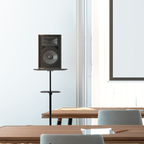 プロジェクター台（天板タイプ・高さ調整70～120cm・リモコン用トレイ付き・プロジェクタースタンド・フロアスタンド・ブラック）