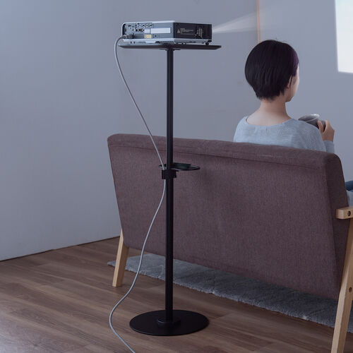 プロジェクター台（天板タイプ・高さ調整70～120cm・リモコン用トレイ付き・プロジェクタースタンド・フロアスタンド・ブラック）