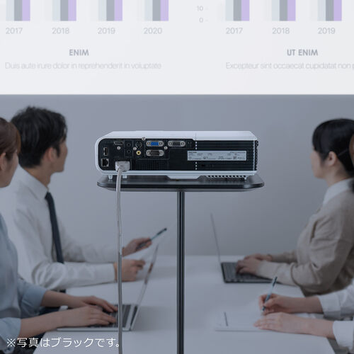 プロジェクター台（プロジェクタースタンド・フロアスタンド高さ調整70～120cm・トレイ付属・ホワイト）