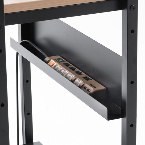 パソコンラック（パソコンデスク・幅65cm・スリムタイプ・木目調・耐荷重100kg・収納棚・キャスター・マウステーブル付き）