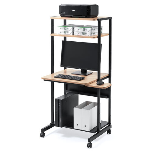 パソコンラック（パソコンデスク・幅65cm・スリムタイプ・木目調・耐