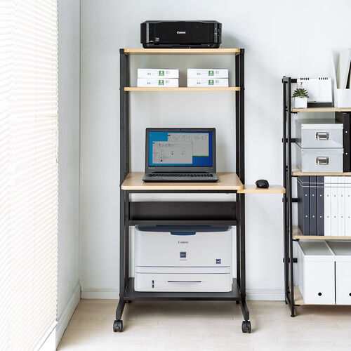 パソコンラック（パソコンデスク・幅65cm・スリムタイプ・木目調・耐