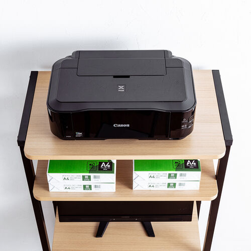 パソコンラック（パソコンデスク・幅65cm・スリムタイプ・木目調・耐荷重100kg・収納棚・キャスター・マウステーブル付き）